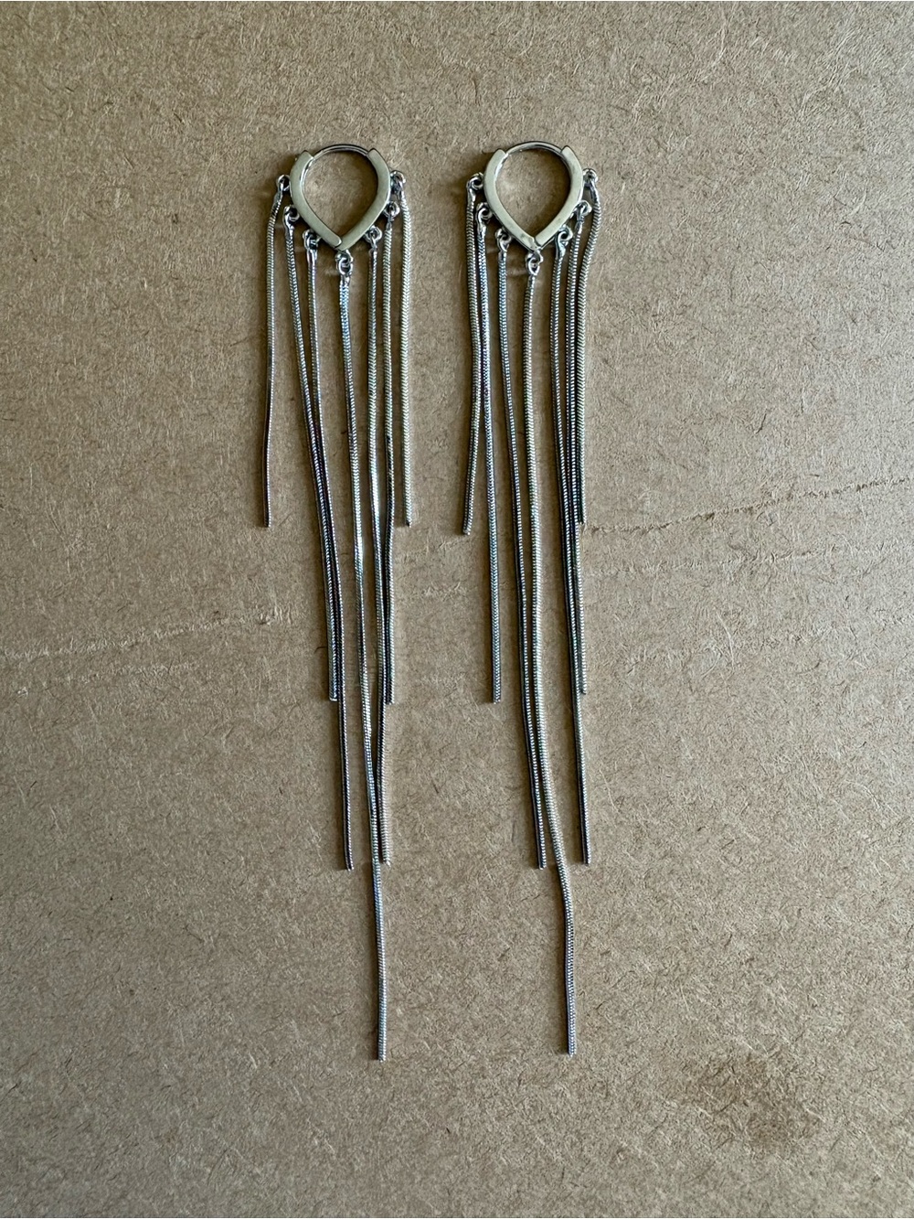 Silver Fringe Drop Earrings - Sleek Chain Tassel Design